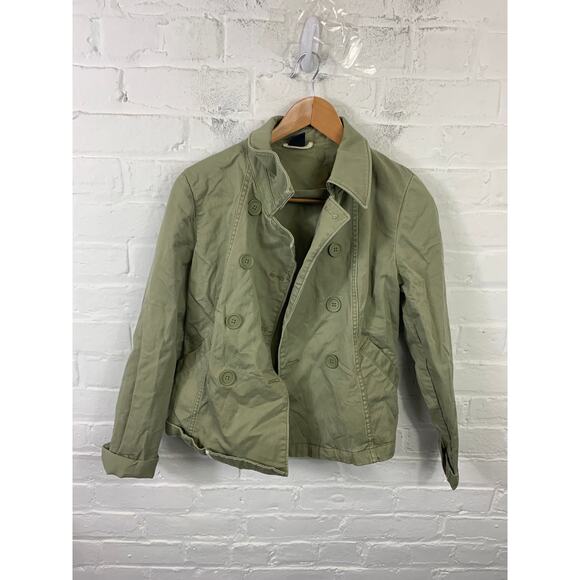 Gap Women's Front Buttons Pockets Military Twill Jacket  Long Sleeves Green Sz 6 - Picture 1 of 5